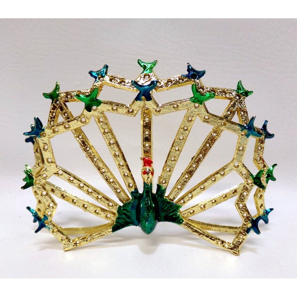 Torino Peacock Double Earring Holder Gold‎ Tone with Greens and Blues